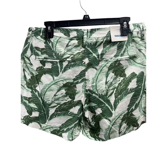 OLD NAVY Shorts Women's Size 10 Green/White Floral All Over Print Linen Summer - Picture 2 of 11